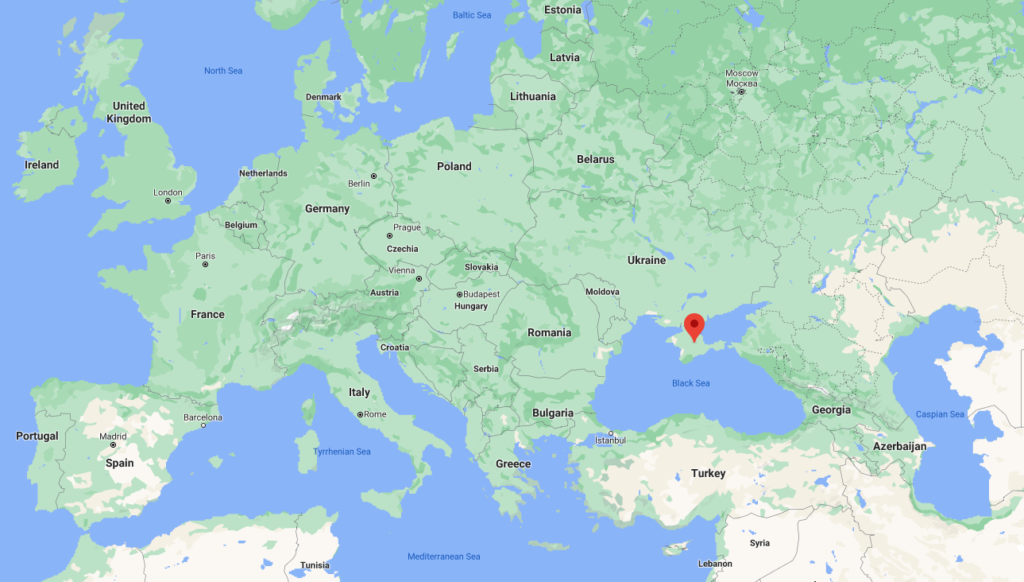A map showing where The Crimea is